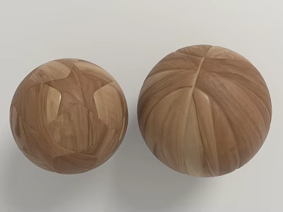 Wooden Spherical Decorative Ornament Set With Carved Textured Surfaces For Home Decoration 3d model