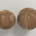 Wooden Spherical Decorative Ornament Set With Carved Textured Surfaces For Home Decoration