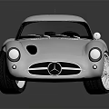 Silver Classic Mercedes Sports Car With Sleek Body And Shiny Alloy Wheels