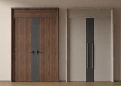 Modern double-door swing door entry door security door top-to-top opposite door 3d model