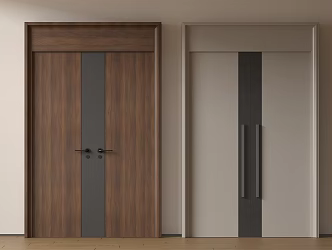 Modern double-door swing door entry door security door top-to-top opposite door 3d model