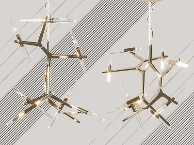 Modern Elegant Decorative Chandelier With Metal Structure Transparent Glass And Minimalist Design 3d model