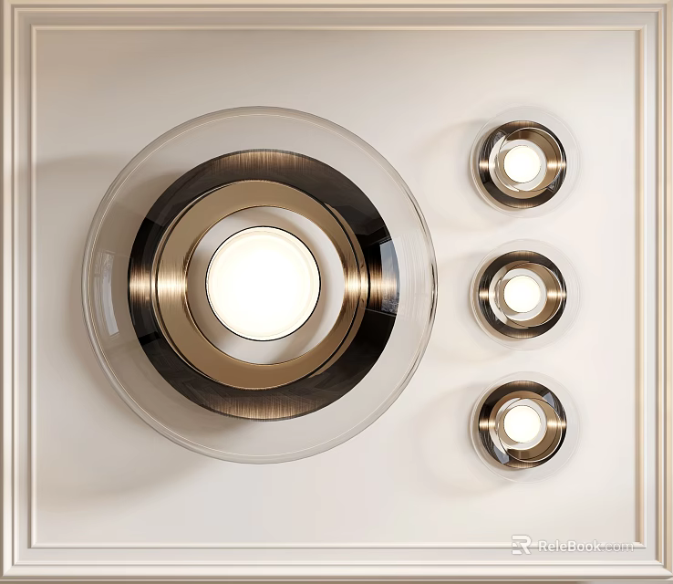 Modern Ceiling Downlights And Spotlights With Sleek Metal Glass Design 3d model 