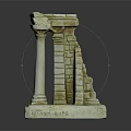 Ancient Architectural Scene Component Model With Classical Columns And Brick Wall Structure 3d model