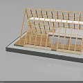 Building Model With Wooden Frame Structure Roof Truss And Platform Base
