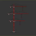 Three Red Construction Cranes With Different Sizes For Building Construction Sites 3d model