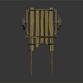 Wooden Hand Cart 3D Model With Brown Wooden Structure Wheels And Pull Rods