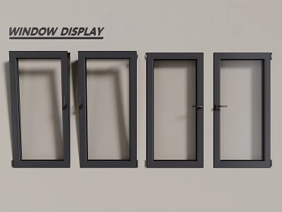 Contemporary Casement Windows with Black Frame in Modern Window Display Design 3d model