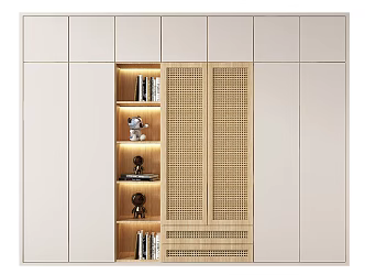 Quiet bookcase rattan bookcase 3d model