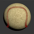 High Quality Beige Baseball With Red Stitching On Dark Smooth Surface And Reflection 3d model