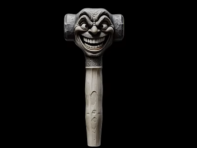 Cartoon Style Hammer Shaped Decorative Ornament Set With Smiling Face Design 3d model