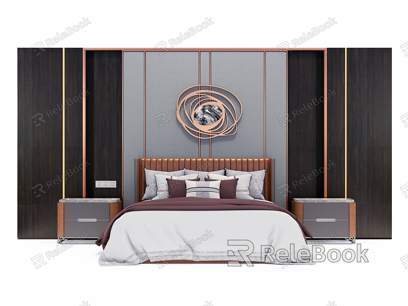 Light Luxury Background Double Bed Double Bed model