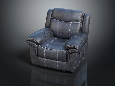 Modern Gray Leather Single Sofa Chair With Stitching Details For Living Room Furniture 3d model