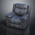 Modern Gray Leather Single Sofa Chair With Stitching Details For Living Room Furniture