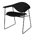 Black Leather Leisure Chair With Modern Design And Metal Frame Structure