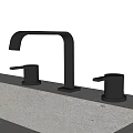Modern Sleek Faucet Design With Dual Handles On Concrete Countertop