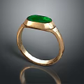 Gold Ring With Square Cut Green Gemstone Classic Jewelry Accessory 3d model