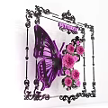 Artistic Plant Combination With Orange Pink Flowers Butterfly Accents And Decorative Frames