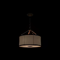 Elegant Hanging Chandelier With Gold Chain Wooden Accents And White Lampshade