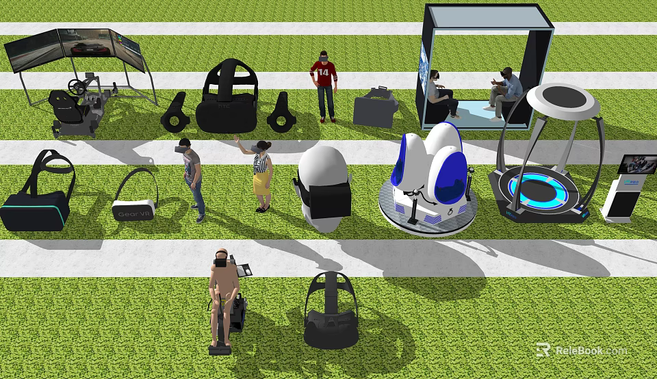 Smart Machines with VR Headsets and Interactive Devices for Outdoor User Experience 3d model 