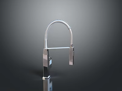 Durable Modern Stainless Steel Kitchen Faucet With Single Handle High Arc Design 3d model