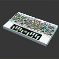 Professional Electronic Audio Mixer With White Panel Multiple Knobs Faders And Control Buttons
