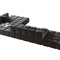 Black Modular Sectional Sofa With Square Modules Modern Design And Comfortable Seating 3d model