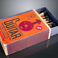 Open Guitar Themed Matchbox With New Label And Wooden Matches Inside
