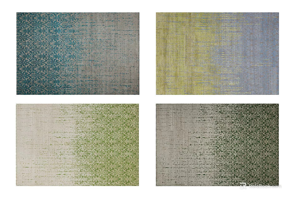 Modern Square Rugs With Gradient Colors And Textured Patterns For Home Decor 3d model