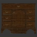 Classic Wooden Dining Table With Multiple Drawers Golden Handles And Arched Legs