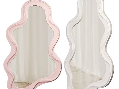 Wavy Design Pink and White Mirrors for Modern Home Decor Accents 3d model