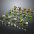 Artisan Wood and Stone Decorative Stacked Pillars in Various Shapes And Sizes