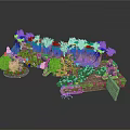 Modern Scene Featuring Broken Structures Rocks And Lush Vegetation On Natural Terrain 3d model