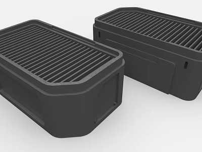 Industrial Equipment Black Grille Units With Parallel Slats And Durable Construction 3d model