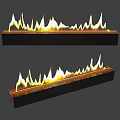 Modern Linear Fireplace Design With Realistic Flames For Home Interior 3d model