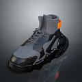 Modern Stylish Sneakers With Gray Black Orange Mesh Leather And Thick Sole