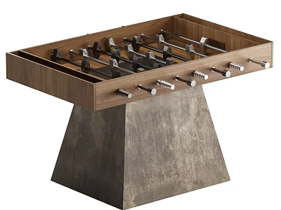 Walnut Wood Foosball Entertainment Table With Metal Base And Player Rods 3d model