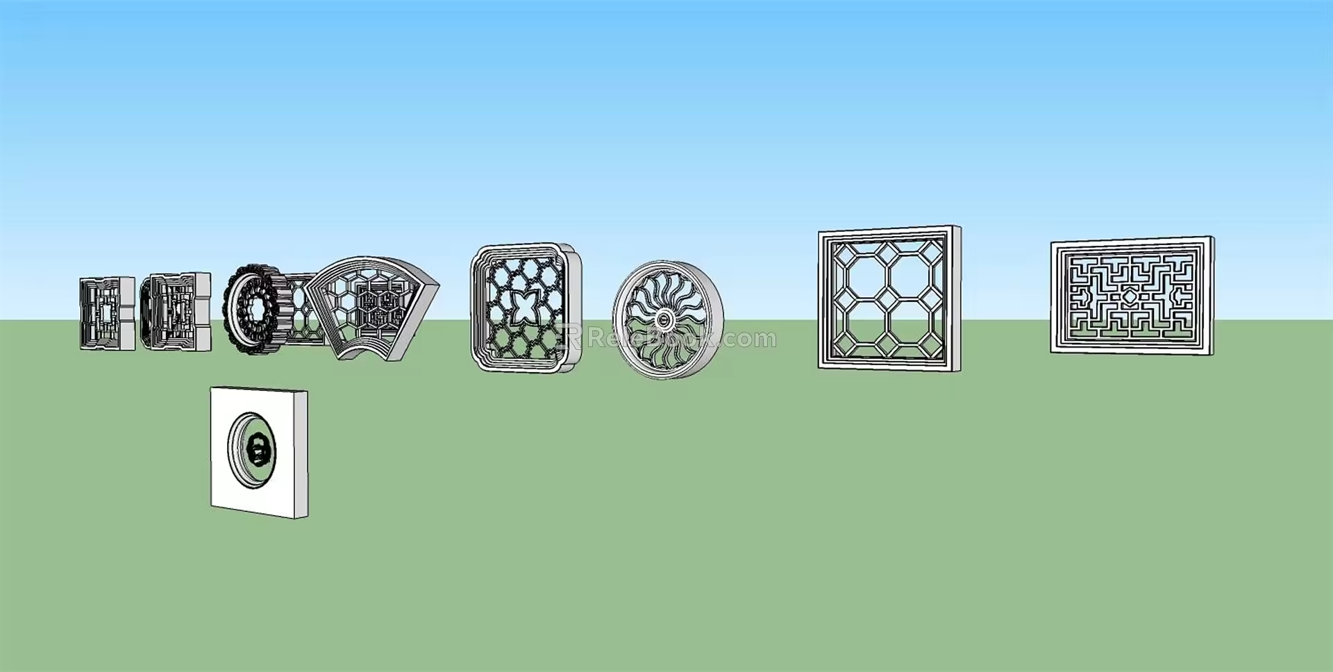 Chinese-style openwork window 3d model