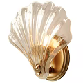 Shell Shaped Glass Wall Lamp with Gold Metal Base and Elegant Glowing Design