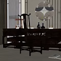 Chinese style desk and chair desk and chair combination 3d model