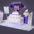 Elegant YVOIRE Diamond Shaped Purple Transparent Step Style Cosmetics Display Shelves