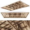 Rustic Wooden Ceiling Design With Cross Beams And Natural Wood Structure