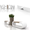 Modern Fashionable Public Chair Design With Potted Green Plant And Stylish Lettering