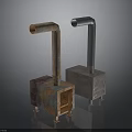 Rusted Industrial Metal Equipment With Vertical Pipes And Square Bases