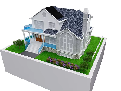 Villa sand table photovoltaic tile photovoltaic curtain wall 3d model