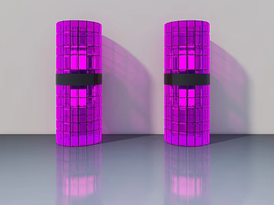 Modern Purple Flush Doors Featuring Grid Design Black Strips And Reflective Surface 3d model