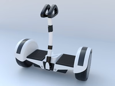 White And Black Self Balancing Hoverboard With Two Wheels And Handle 3d model