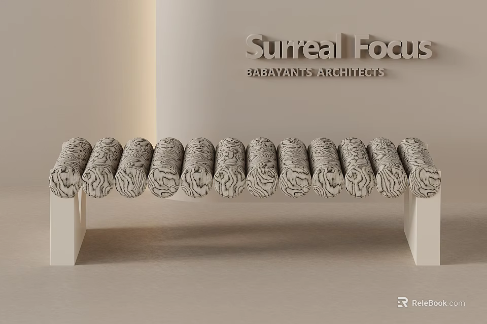 Unique Modern Bench With Coiled Textured Seat And White Legs Design 3d model 