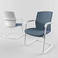 Modern Office Chairs With White Blue Upholstery Metal Frame And Armrests Design