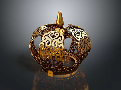 Elegant Golden Crown Jewelry With Intricate Filigree Patterns And Ornate Details 3d model